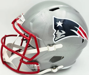 Mike Vrabel Autographed New England Patriots Silver Full Size Speed Replica Helmet - JSA Witness Authenticated