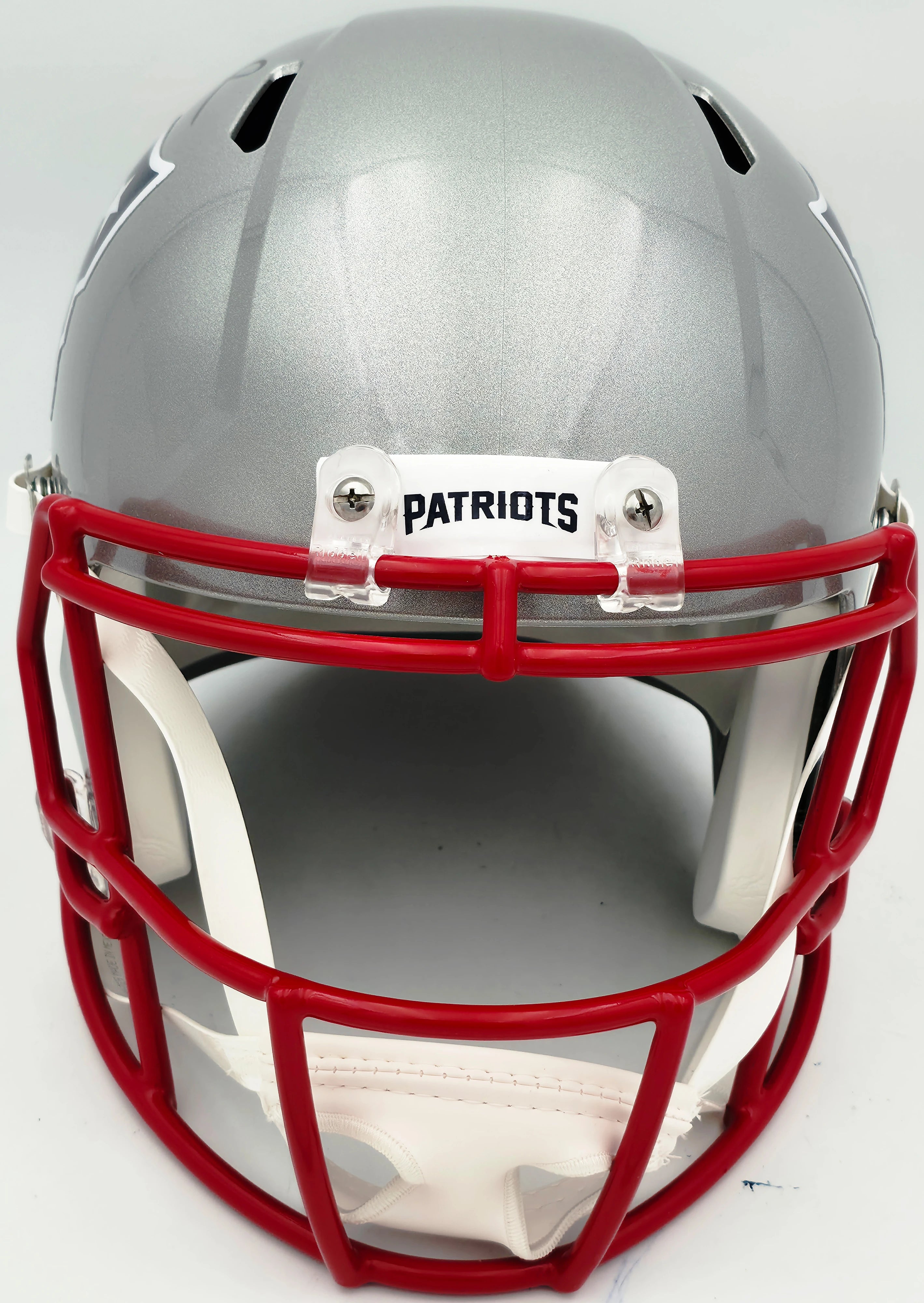 Mike Vrabel Autographed New England Patriots Silver Full Size Speed Replica Helmet - JSA Witness Authenticated