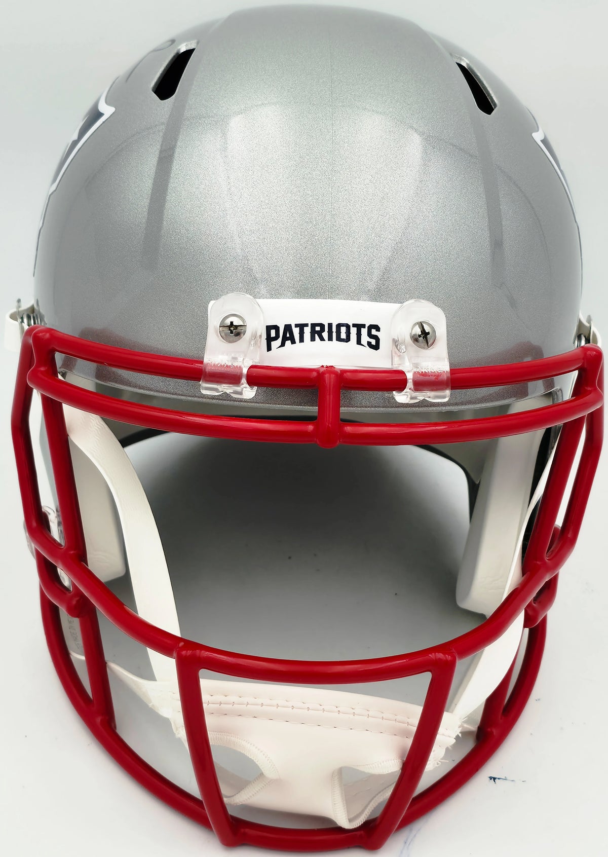 Mike Vrabel Autographed New England Patriots Silver Full Size Speed Replica Helmet - JSA Witness Authenticated