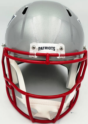 Mike Vrabel Autographed New England Patriots Silver Full Size Speed Replica Helmet - JSA Witness Authenticated