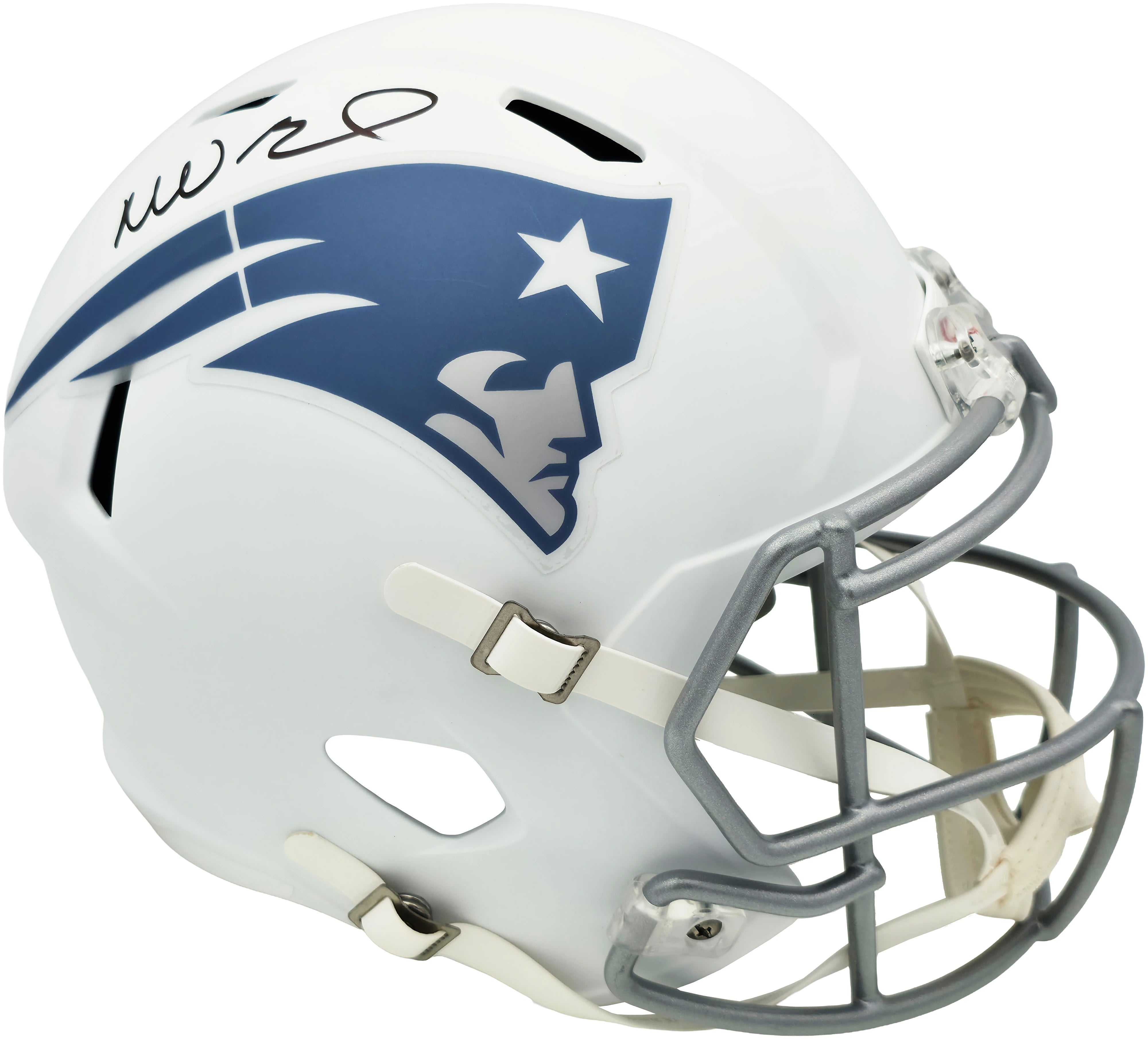 Mike Vrabel Autographed New England Patriots White Rivalries Full Size Speed Replica Helmet - JSA Witness Authenticated