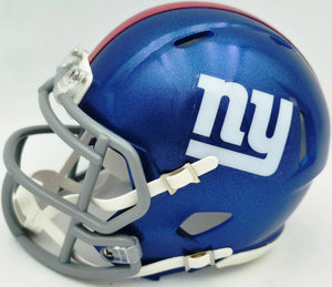 Cam Skattebo Autographed New York Giants Blue Speed Mini Helmet - Beckett BAS QR Authenticated