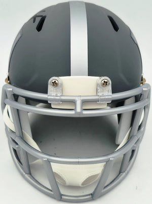 Cam Skattebo Autographed New York Giants Slate Gray Speed Mini Helmet - Beckett BAS QR Authenticated