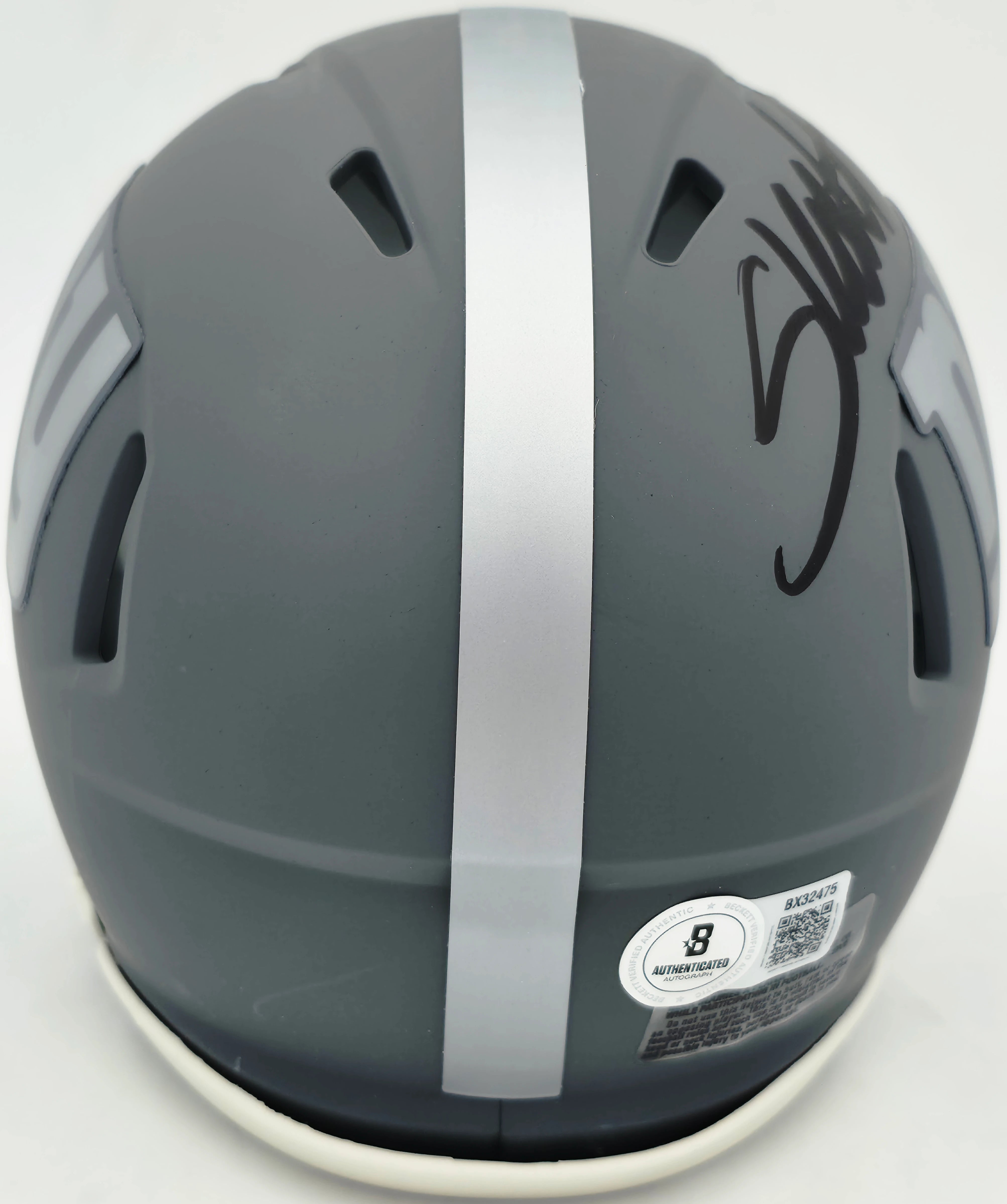 Cam Skattebo Autographed New York Giants Slate Gray Speed Mini Helmet - Beckett BAS QR Authenticated