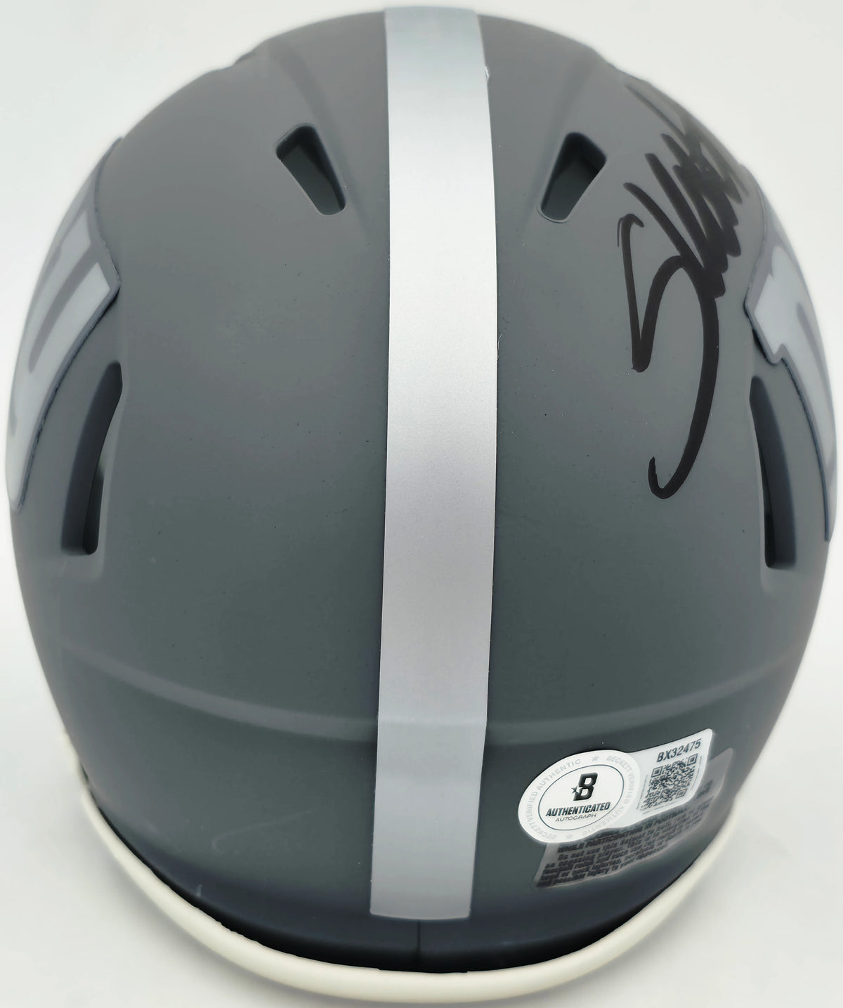 Cam Skattebo Autographed New York Giants Slate Gray Speed Mini Helmet - Beckett BAS QR Authenticated