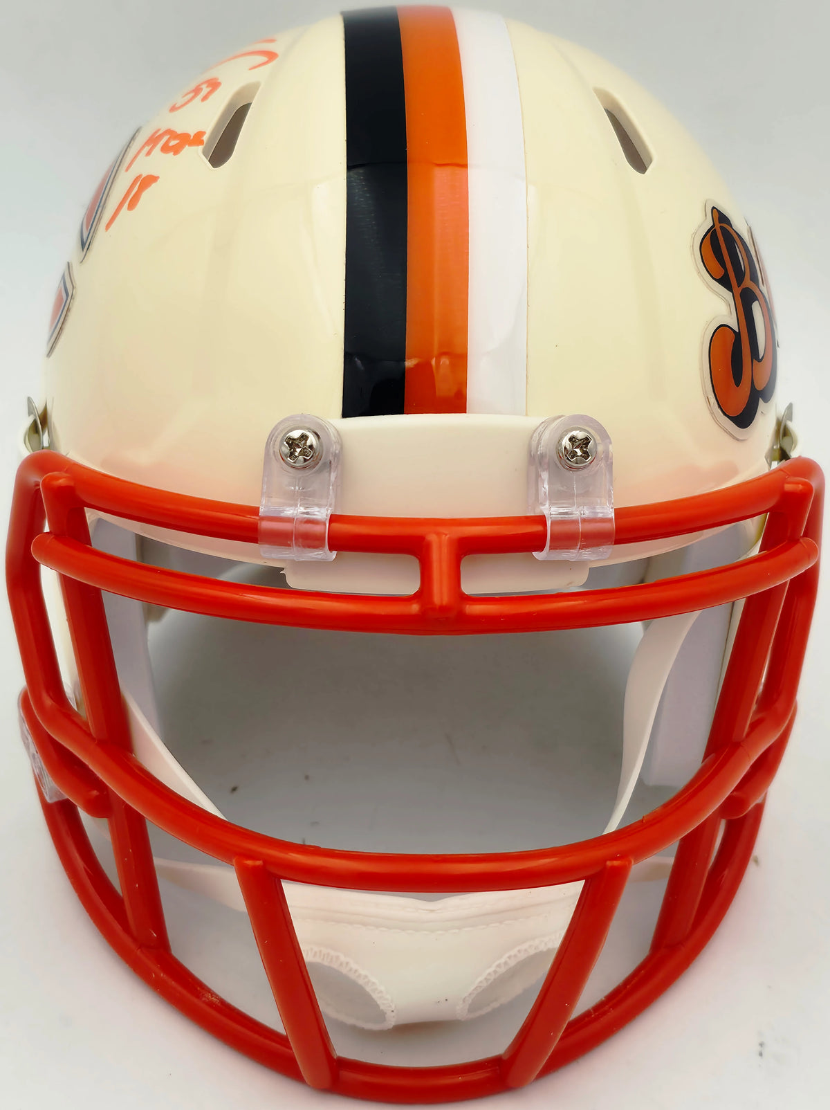 Brian Urlacher Autographed Chicago Bears Cream Retro Speed Mini Helmet ("HOF 18" Inscription) - Beckett BAS Witness Authenticated
