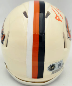 Brian Urlacher Autographed Chicago Bears Cream Retro Speed Mini Helmet ("HOF 18" Inscription) - Beckett BAS Witness Authenticated