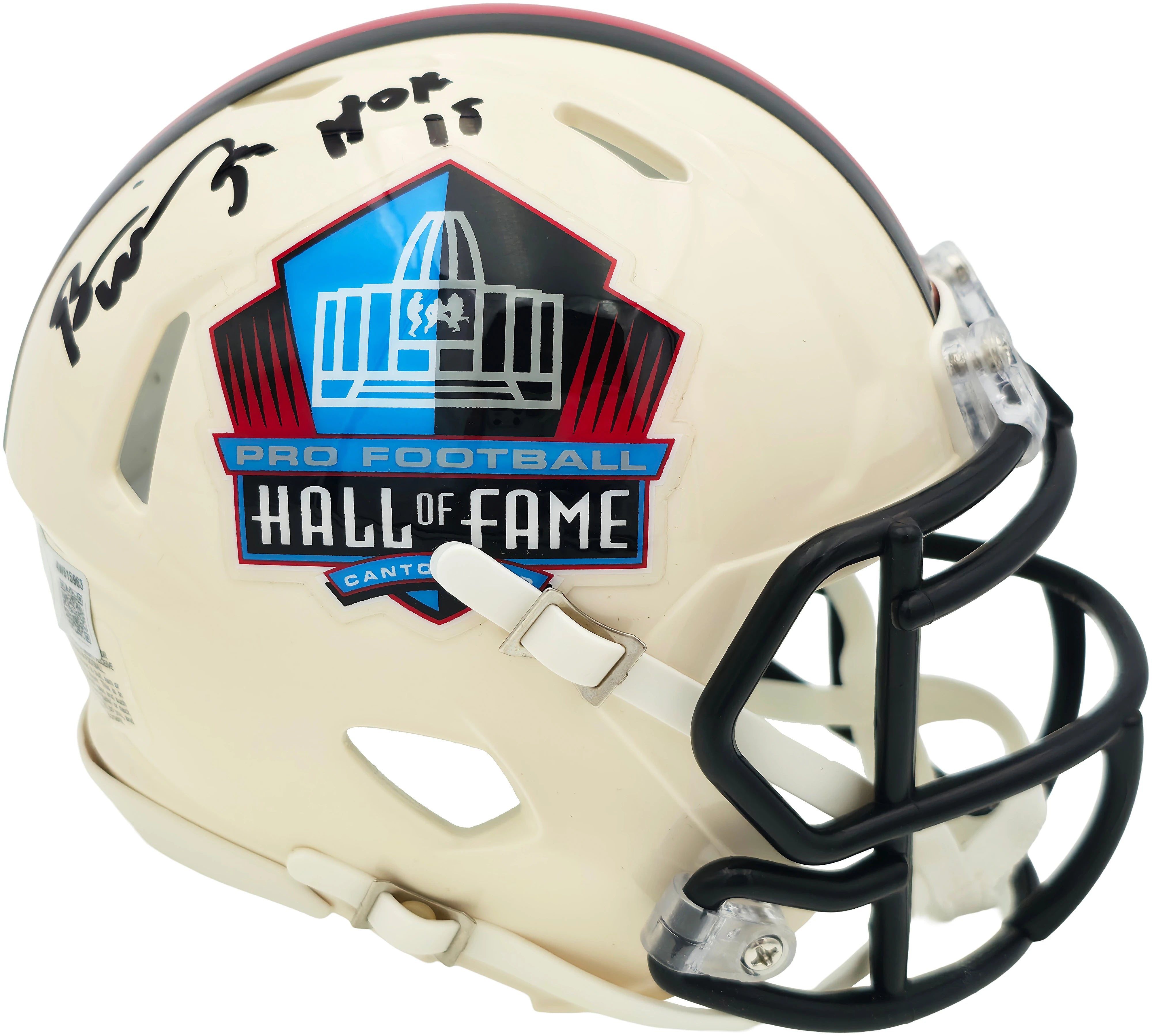 Brian Urlacher Autographed Chicago Bears Cream Retro Hall of Fame Logo Speed Mini Helmet ("HOF 18" Inscription) - Beckett BAS Witness Authenticated