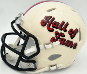 Brian Urlacher Autographed Chicago Bears Cream Retro Hall of Fame Logo Speed Mini Helmet ("HOF 18" Inscription) - Beckett BAS Witness Authenticated