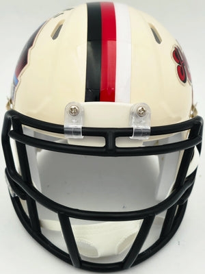 Brian Urlacher Autographed Chicago Bears Cream Retro Hall of Fame Logo Speed Mini Helmet ("HOF 18" Inscription) - Beckett BAS Witness Authenticated