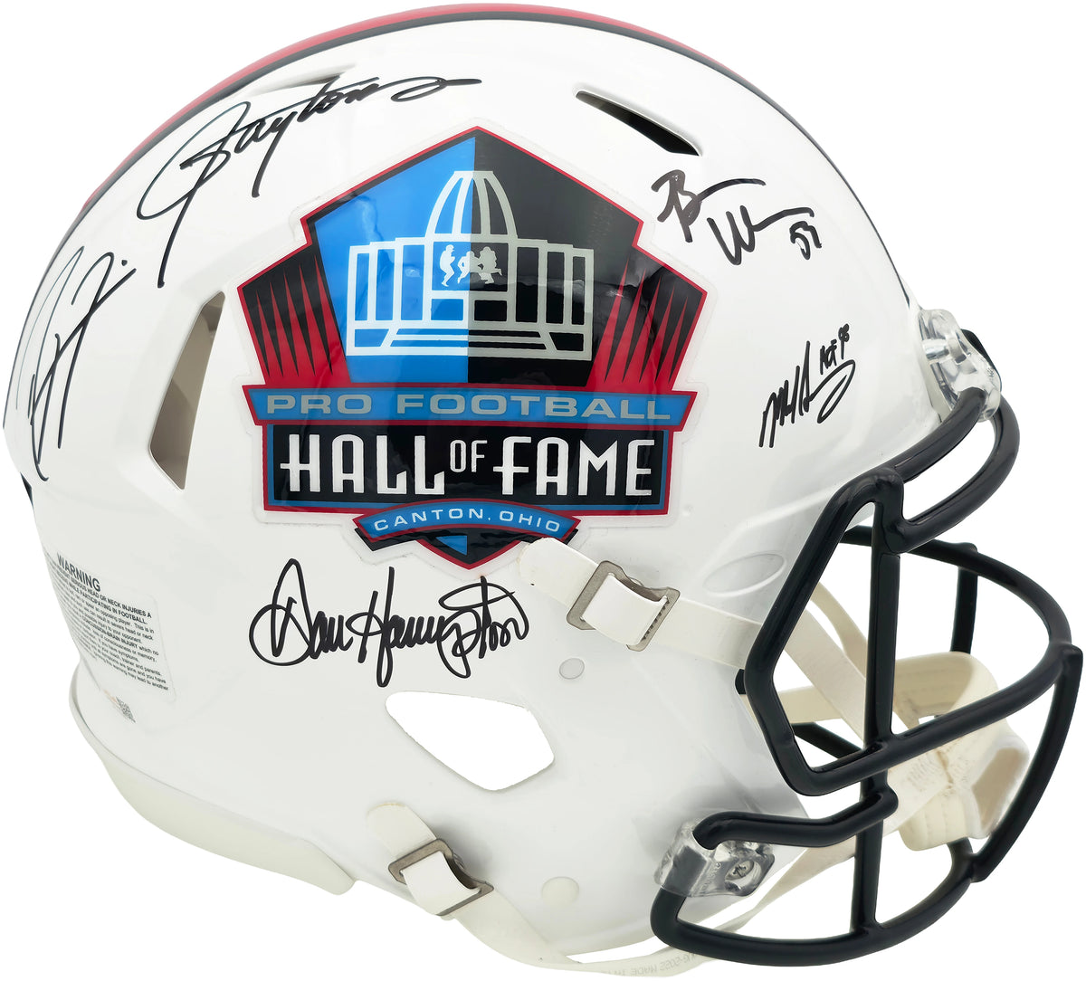 Hall of Fame Linebackers 5-Signature Autographed White HOF Logo Speed Authentic Helmet (Lawrence Taylor, Ray Lewis, Urlacher) - Beckett BAS Witness Authenticated