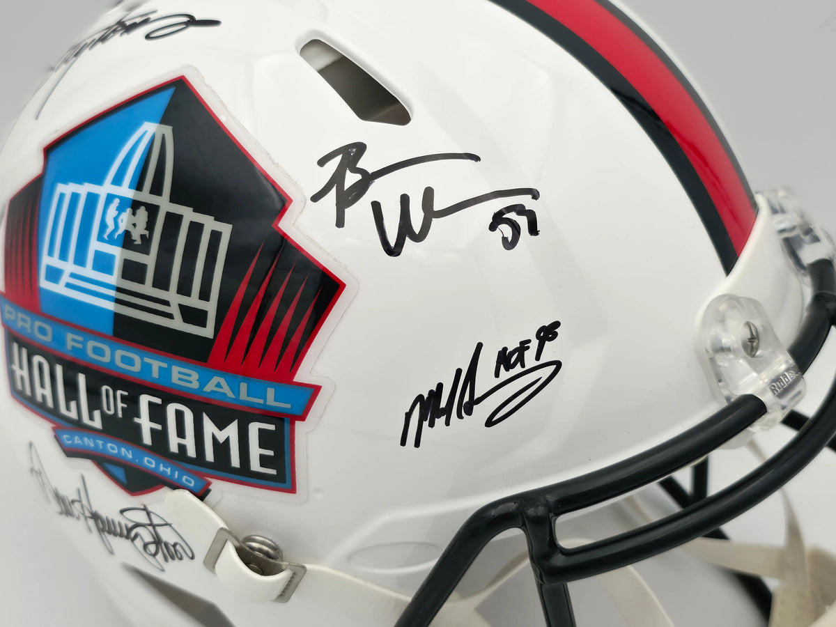 Hall of Fame Linebackers 5-Signature Autographed White HOF Logo Speed Authentic Helmet (Lawrence Taylor, Ray Lewis, Urlacher) - Beckett BAS Witness Authenticated