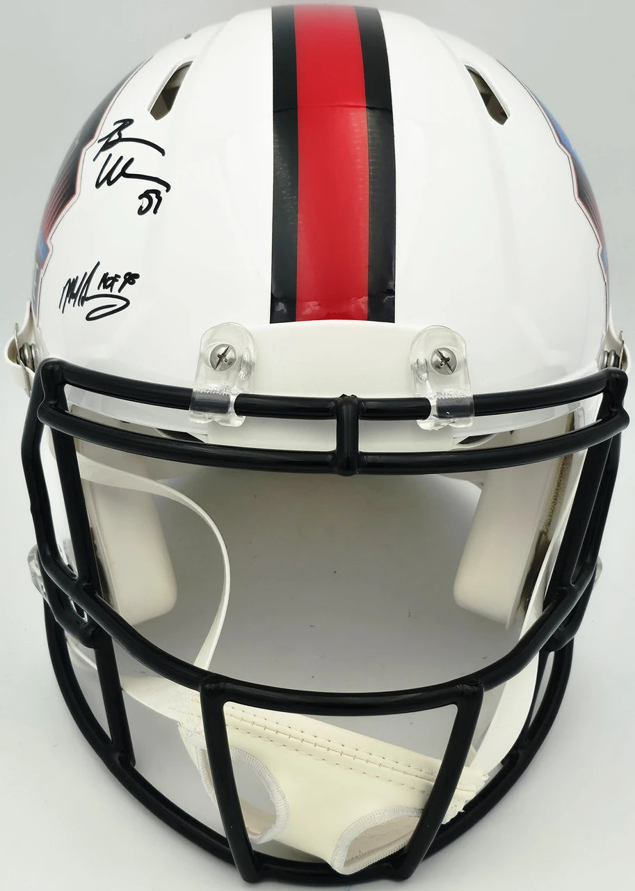 Hall of Fame Linebackers 5-Signature Autographed White HOF Logo Speed Authentic Helmet (Lawrence Taylor, Ray Lewis, Urlacher) - Beckett BAS Witness Authenticated