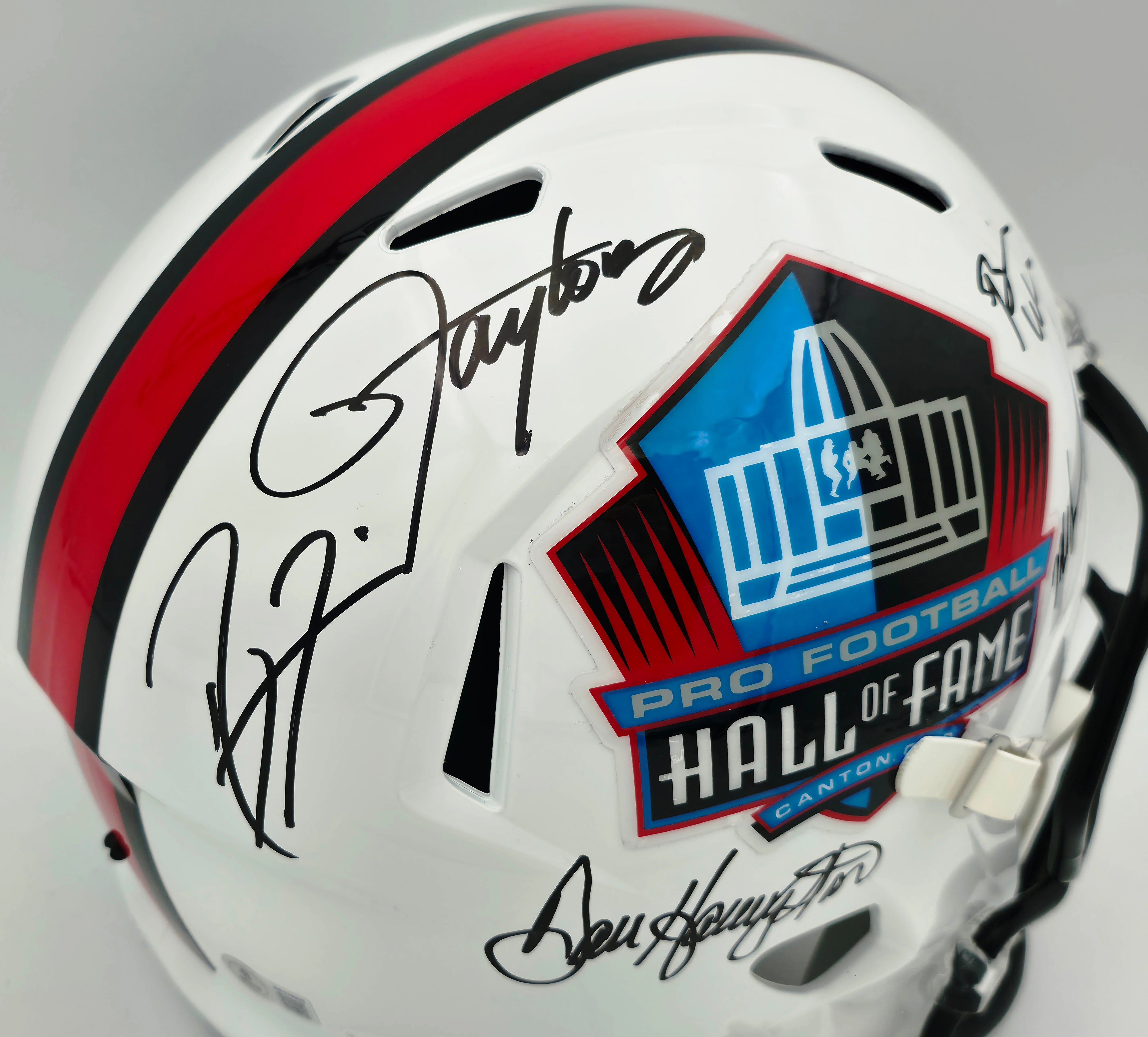 Hall of Fame Linebackers 5-Signature Autographed White HOF Logo Speed Replica Helmet (Lawrence Taylor, Ray Lewis, Urlacher) - Beckett BAS Witness Authenticated