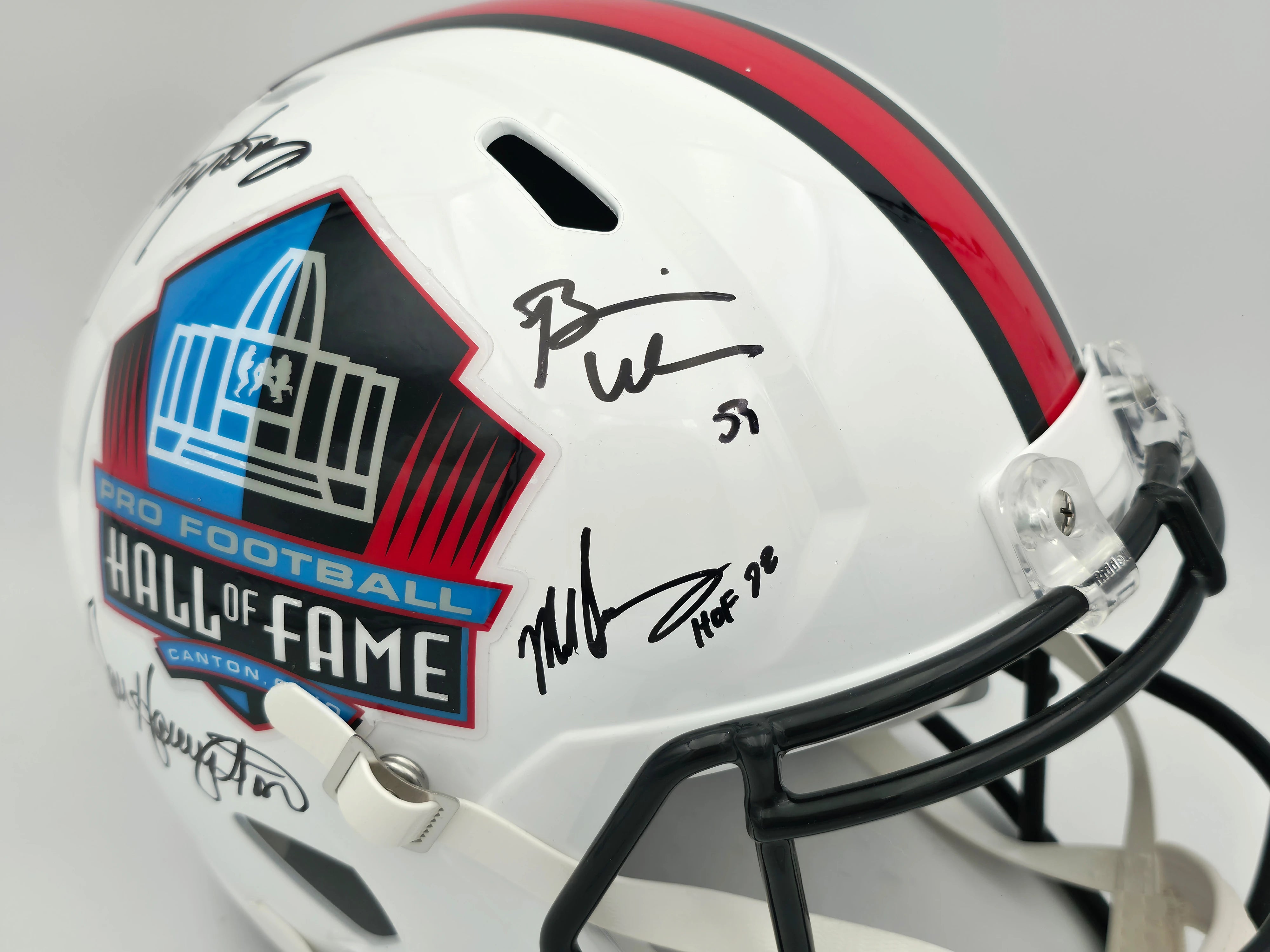Hall of Fame Linebackers 5-Signature Autographed White HOF Logo Speed Replica Helmet (Lawrence Taylor, Ray Lewis, Urlacher) - Beckett BAS Witness Authenticated