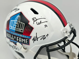 Hall of Fame Linebackers 5-Signature Autographed White HOF Logo Speed Replica Helmet (Lawrence Taylor, Ray Lewis, Urlacher) - Beckett BAS Witness Authenticated