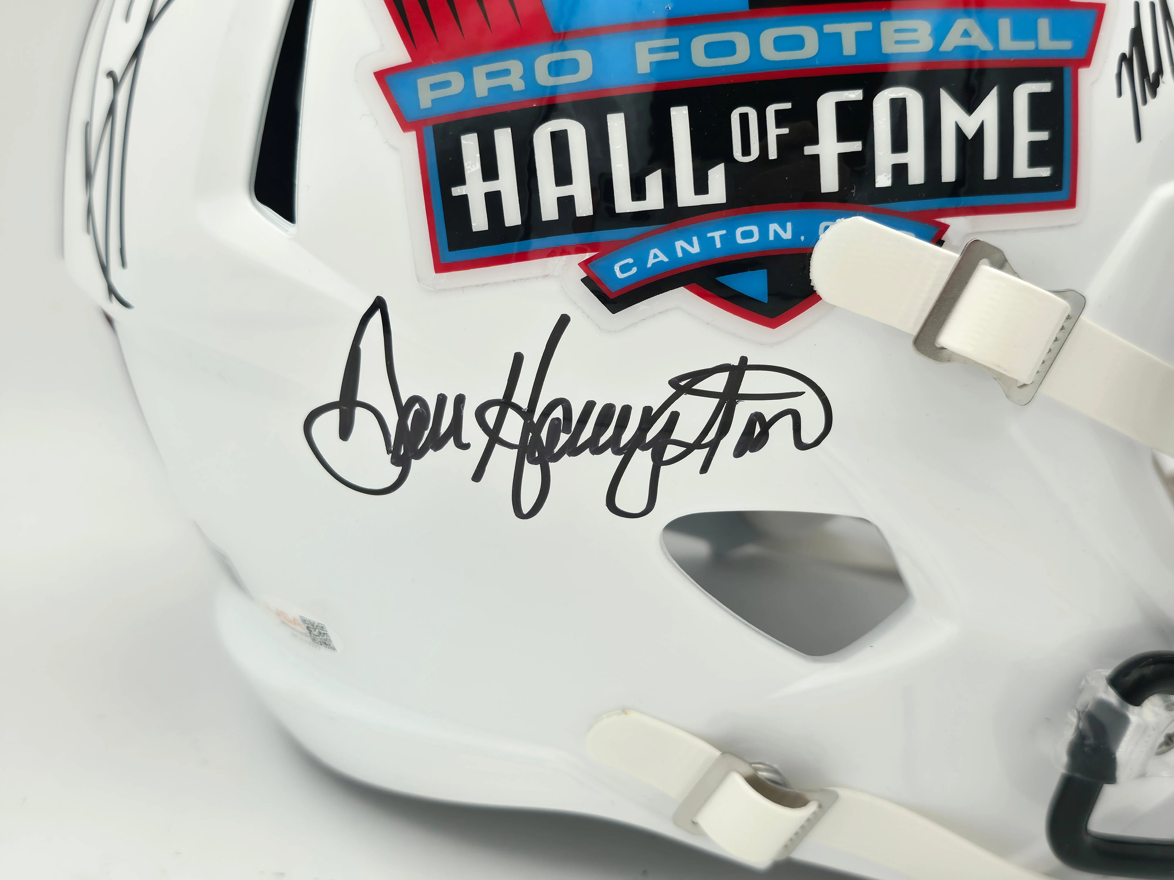 Hall of Fame Linebackers 5-Signature Autographed White HOF Logo Speed Replica Helmet (Lawrence Taylor, Ray Lewis, Urlacher) - Beckett BAS Witness Authenticated