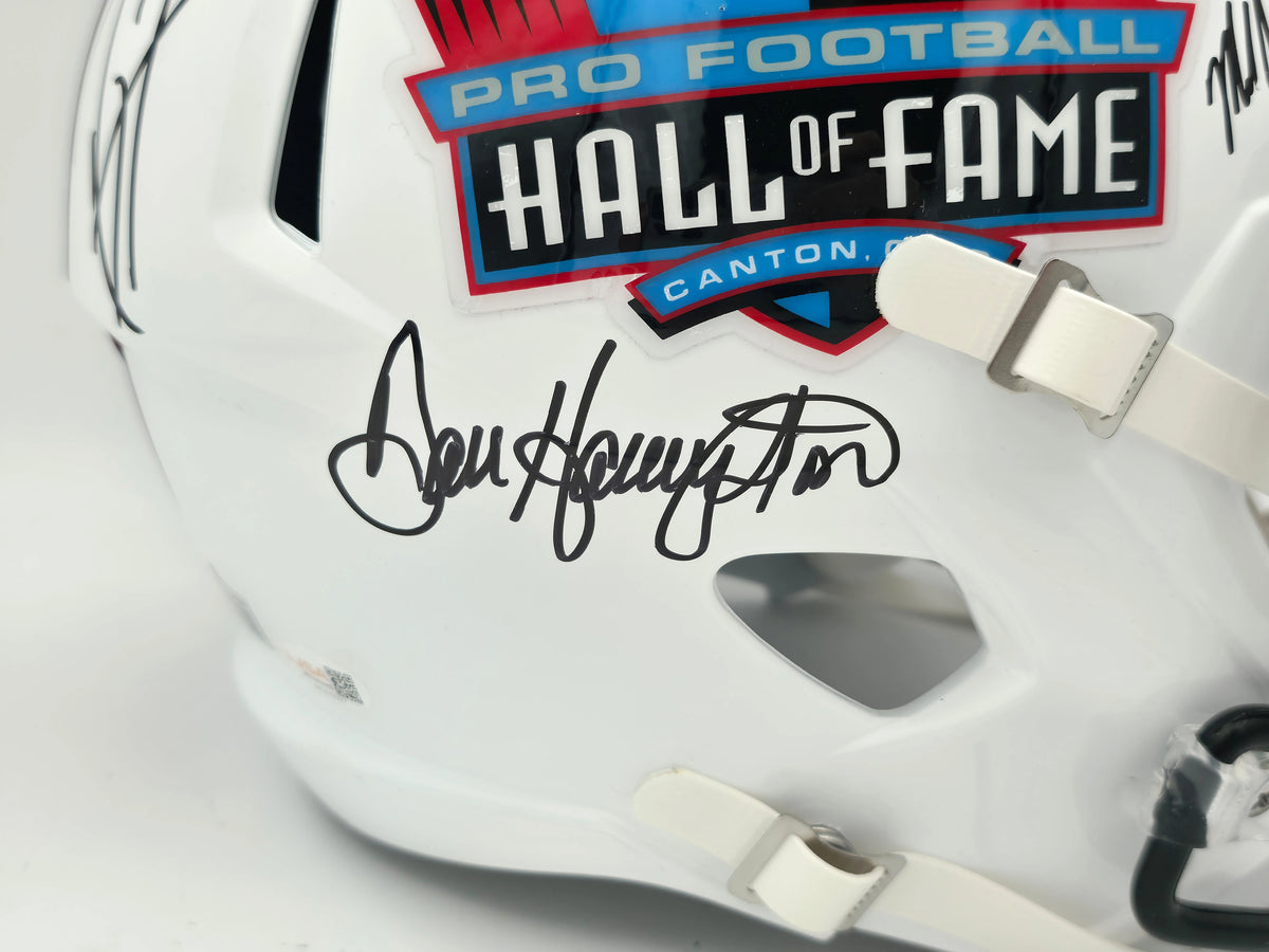 Hall of Fame Linebackers 5-Signature Autographed White HOF Logo Speed Replica Helmet (Lawrence Taylor, Ray Lewis, Urlacher) - Beckett BAS Witness Authenticated