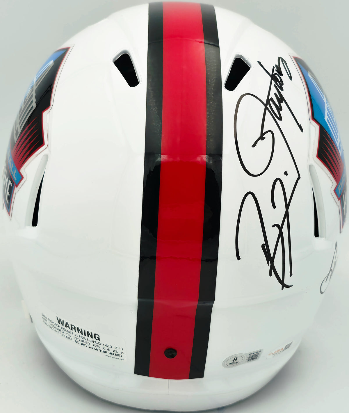 Hall of Fame Linebackers 5-Signature Autographed White HOF Logo Speed Replica Helmet (Lawrence Taylor, Ray Lewis, Urlacher) - Beckett BAS Witness Authenticated