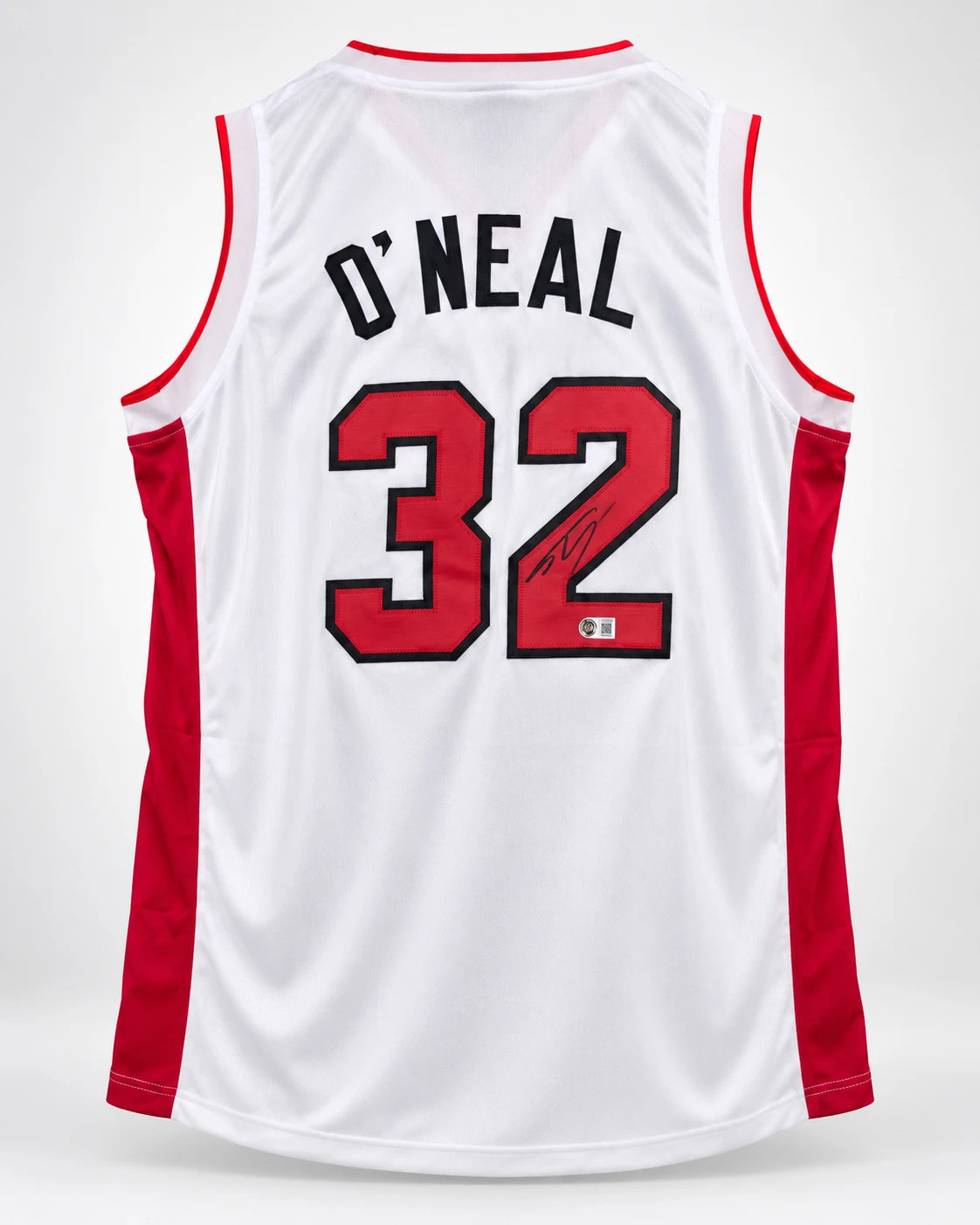Shaquille O'Neal Autographed Miami Heat White Basketball Jersey (Size XL) - Beckett BAS Witness Authenticated