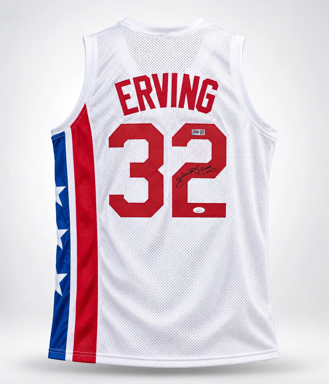 Julius "Dr. J" Erving Autographed New York Nets White Basketball Jersey (Size XL) - JSA Witness Authenticated