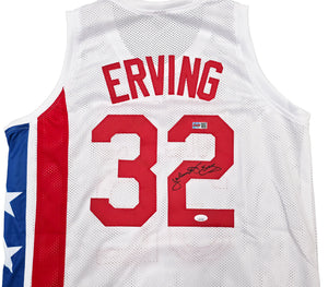 Julius "Dr. J" Erving Autographed New York Nets White Basketball Jersey (Size XL) - JSA Witness Authenticated