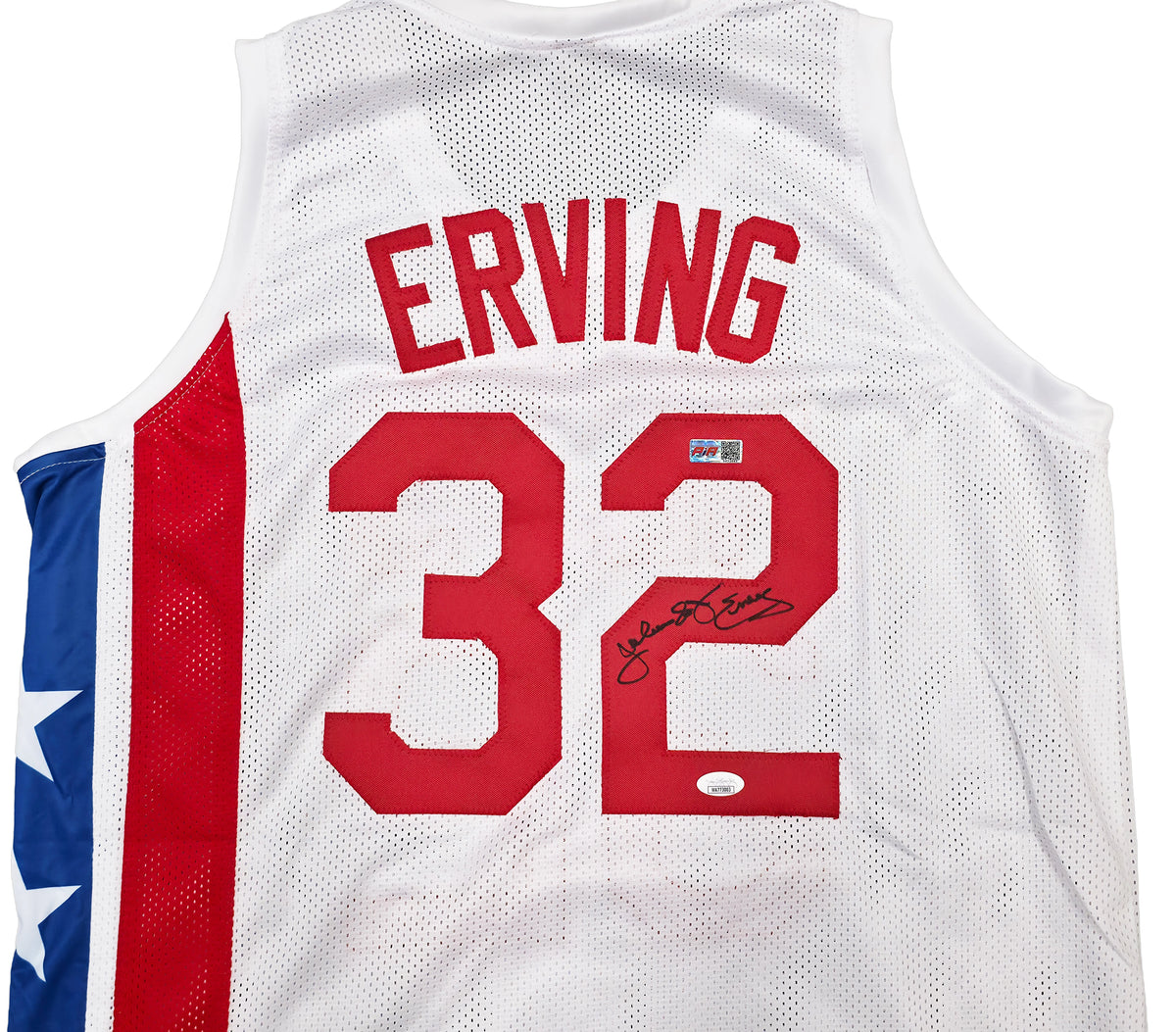 Julius "Dr. J" Erving Autographed New York Nets White Basketball Jersey (Size XL) - JSA Witness Authenticated