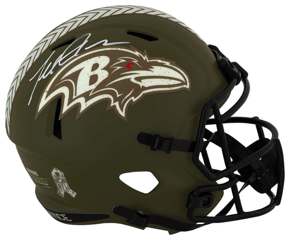 Terrell Suggs Autographed Baltimore Ravens Salute to Service Riddell Full-Size Speed Replica Football Helmet - Schwartz Authenticated