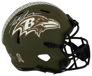 Terrell Suggs Autographed Baltimore Ravens Salute to Service Riddell Full-Size Speed Replica Football Helmet - Schwartz Authenticated