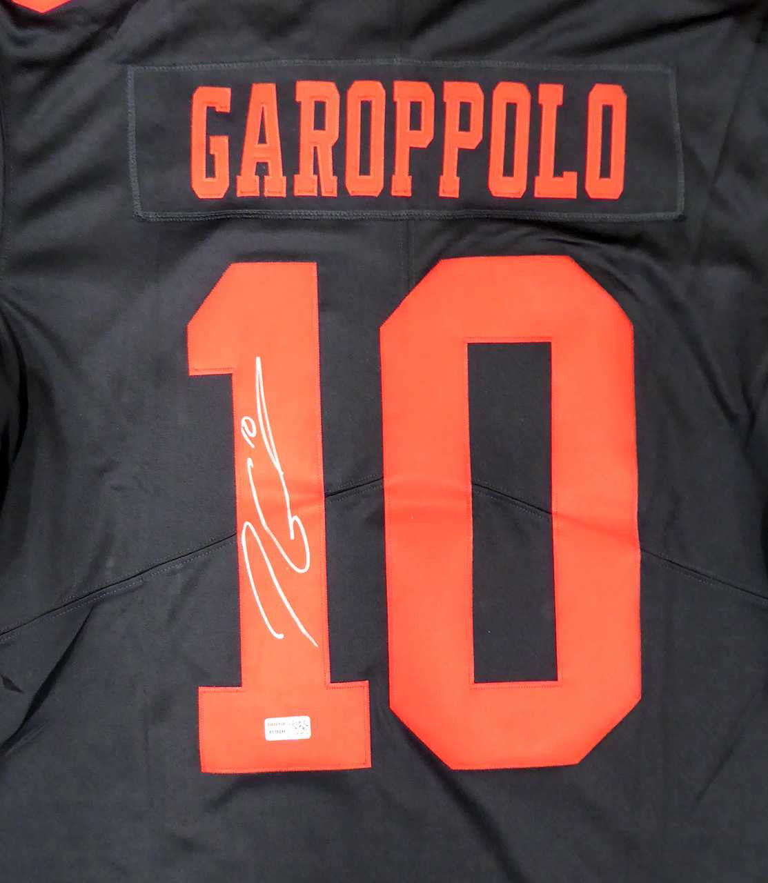 San Francisco 49ers Jimmy Garoppolo Autographed Black Nike Vapor Twill Jersey Size L TriStar Holo