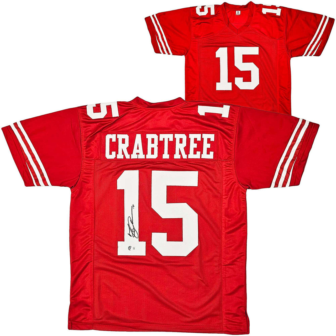 Michael Crabtree Autographed San Francisco 49ers Red Custom Jersey – Beckett BAS Witness