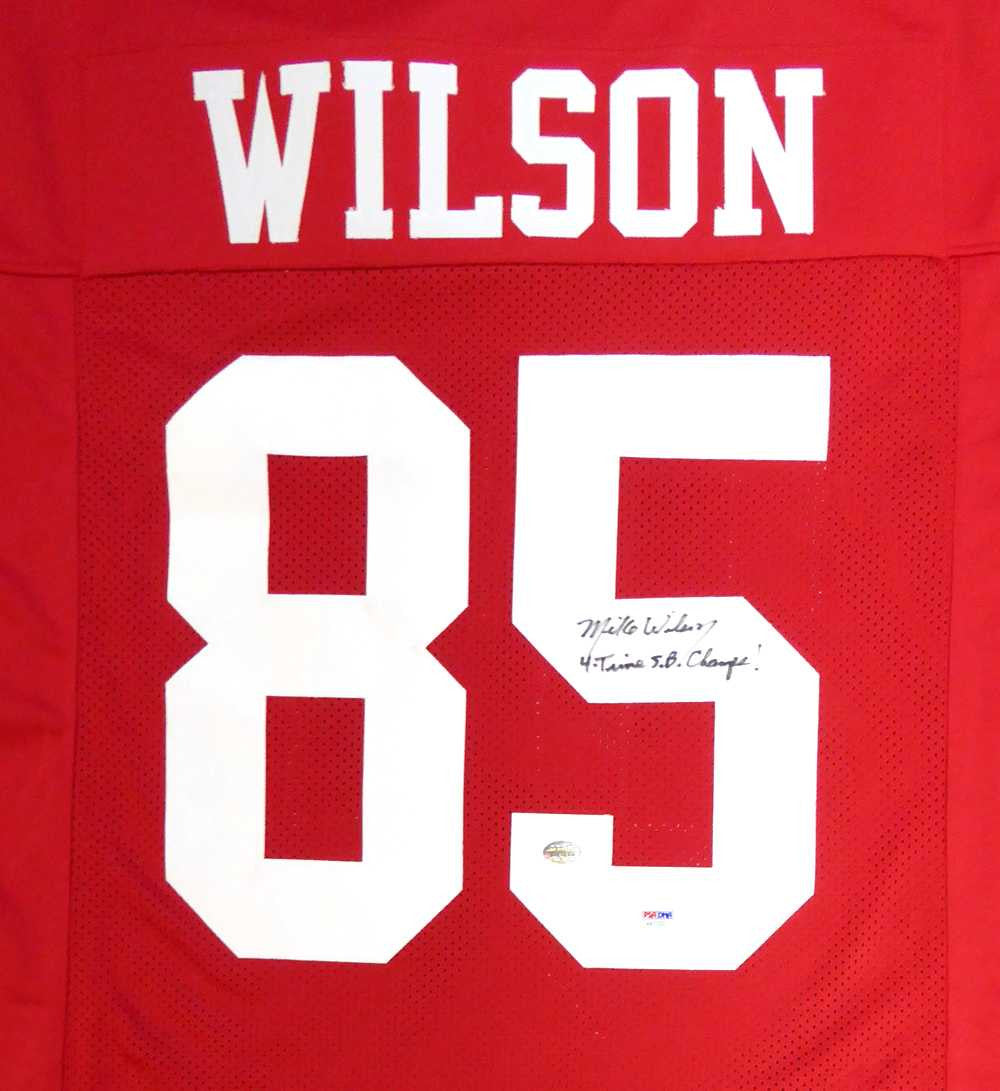 San Francisco 49ers Mike Wilson Autographed Red Jersey "4X SB Champs!" PSA/DNA