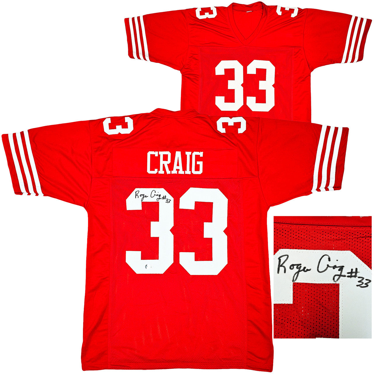 San Francisco 49ers Roger Craig Autographed Red Jersey Beckett BAS Witness!