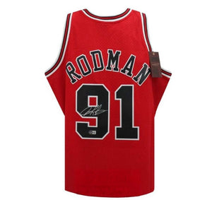 Chicago Dennis Rodman Autographed Mitchell & Ness Red Basketball Jersey (L) - BAS COA