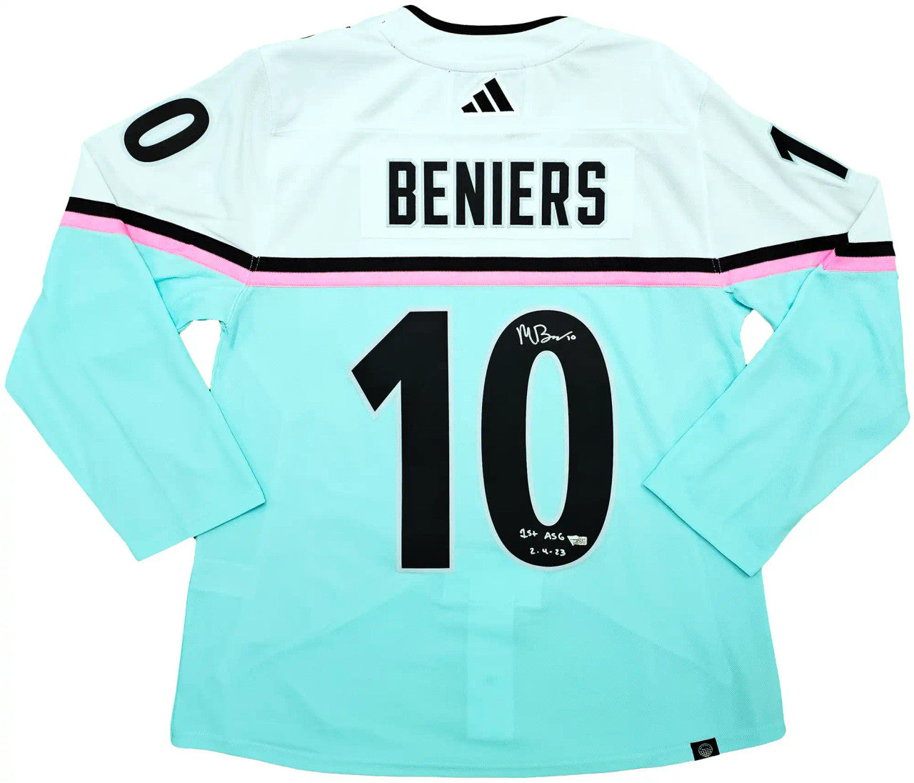 Seattle Kraken Matty Beniers Autographed White Adidas 2023 All Star Game Jersey Size 54 "1st ASG 2-4-23" Fanatics Holo