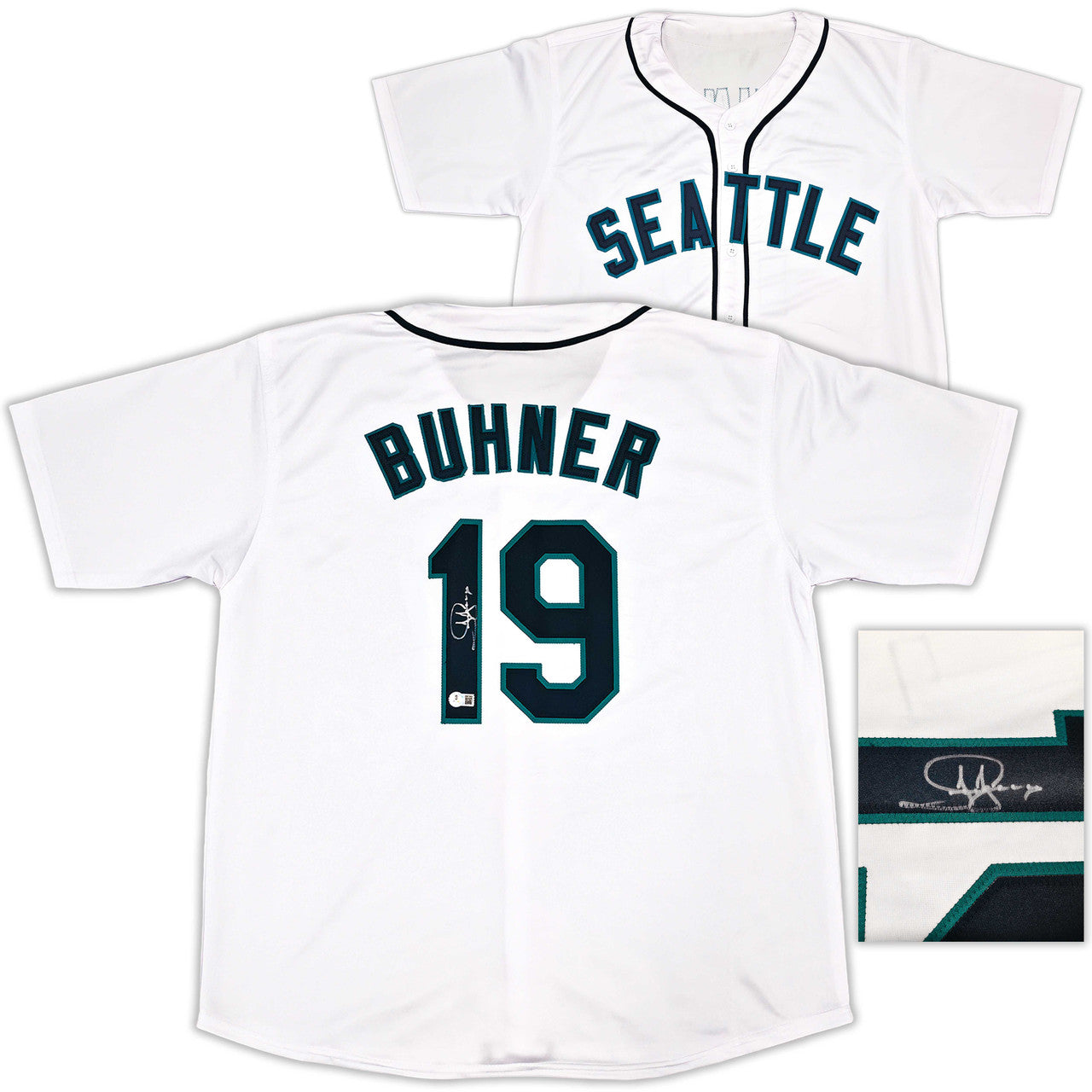 Seattle Mariners Jay Buhner Autographed White Jersey Beckett BAS Witness