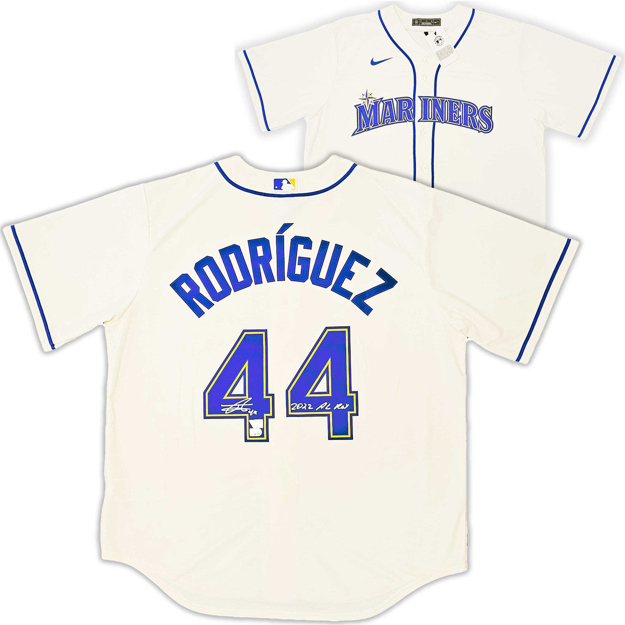 Seattle Mariners Julio Rodriguez Autographed Cream Nike Jersey Size XL "2022 AL ROY" Fanatics Holo