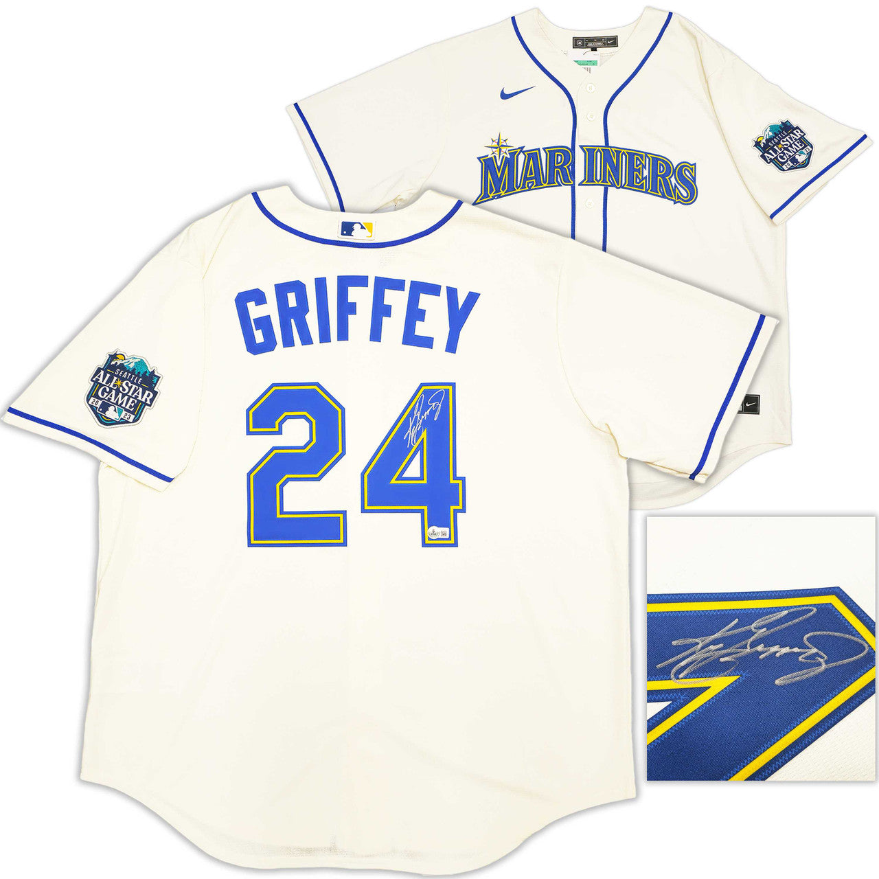 Seattle Mariners Ken Griffey Jr. Autographed Cream Nike 2023 All-Star Game Patch Jersey – Size XL – Beckett BAS Witness