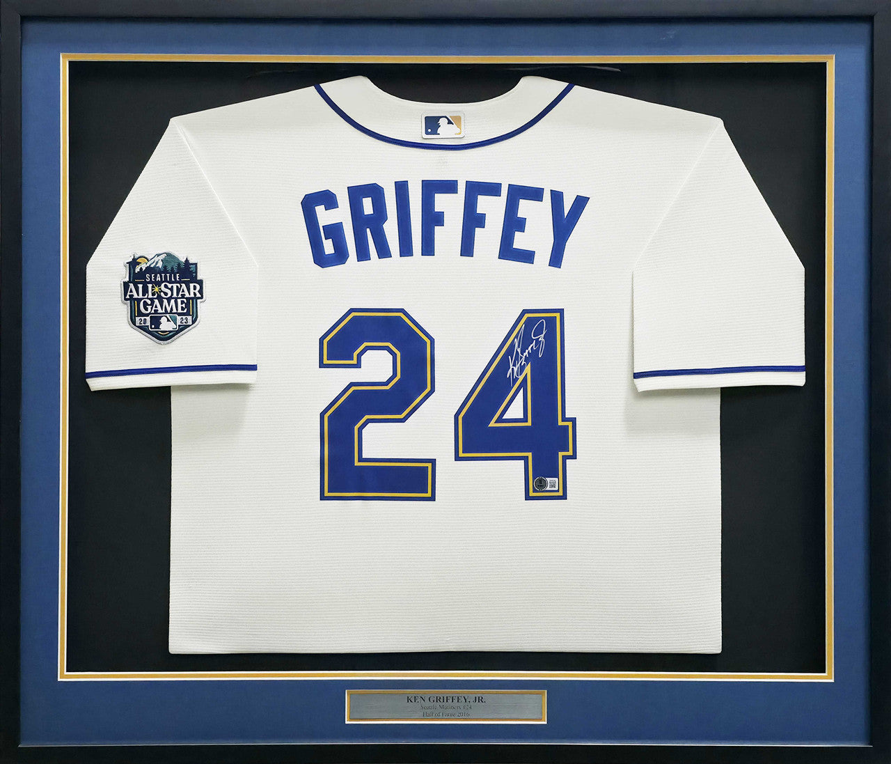 Seattle Mariners Ken Griffey Jr. Autographed Framed Cream Nike Jersey Beckett BAS Witness