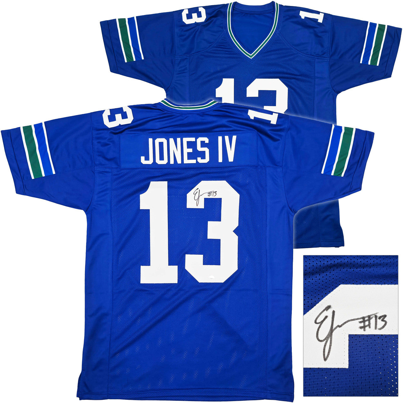 Seattle Seahawks Ernest Jones IV Autographed Blue Jersey MCS Holo