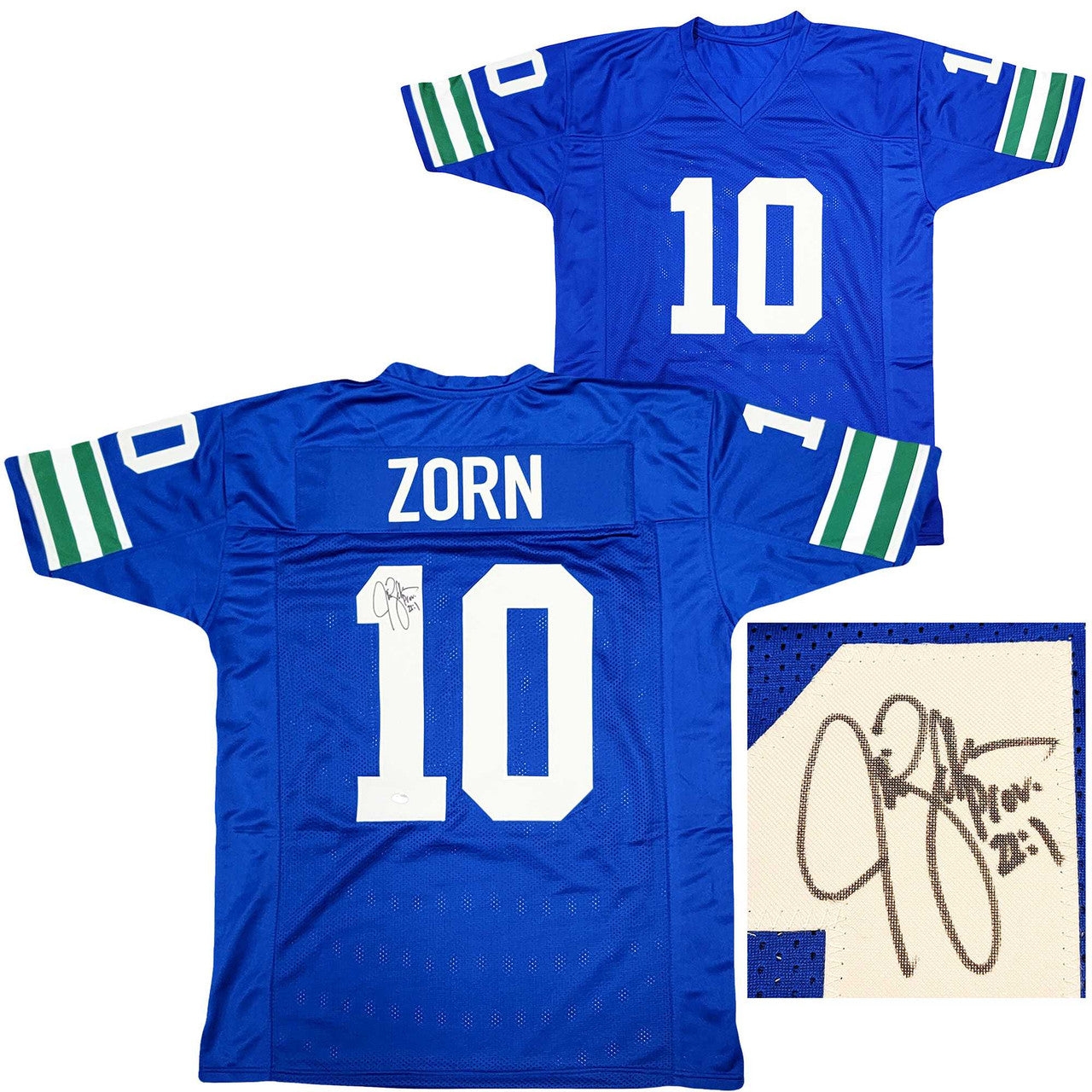 Jim Zorn Autographed Seattle Seahawks Blue Jersey – Mill Creek Sports Hologram (MCS Holo)