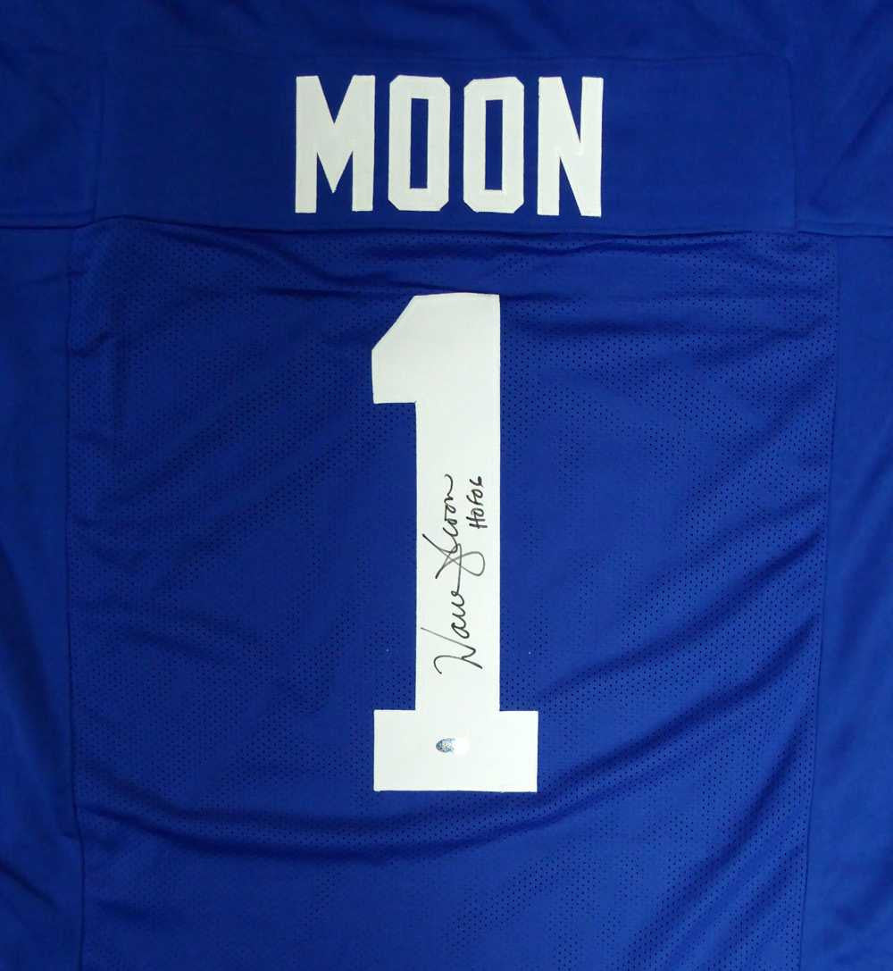 Seattle Seahawks Warren Moon Autographed Blue Jersey "HOF 06" MCS Holo