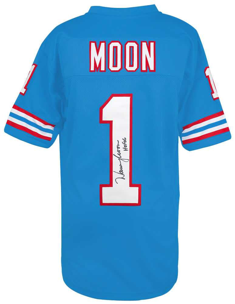 Warren Moon “HOF 06” Signed Oilers Custom Blue Jersey – Beckett BAS QR