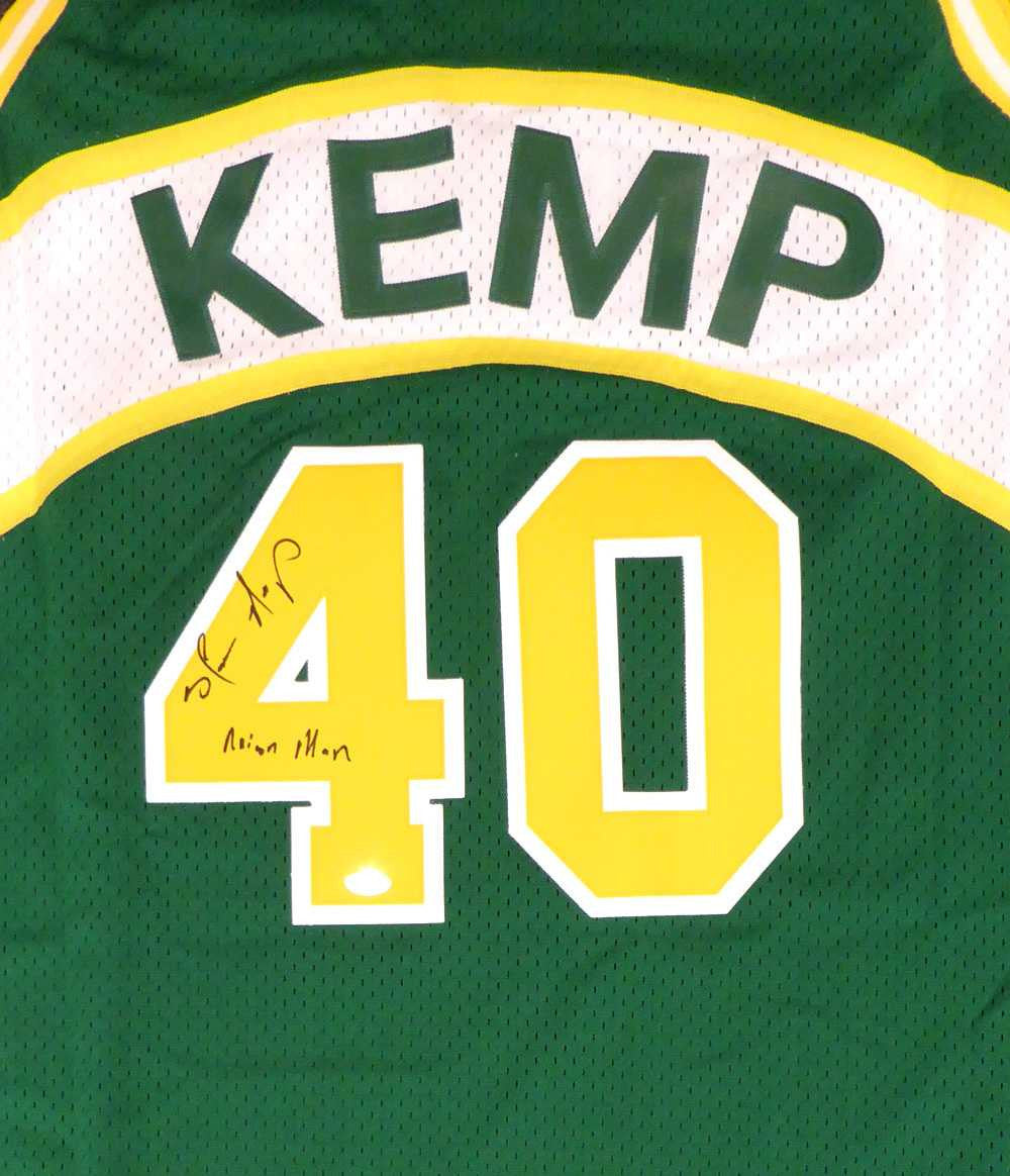 Seattle Sonics Shawn Kemp Autographed Green Adidas Hardwood Classics Jersey "Reign Man" MCS Holo