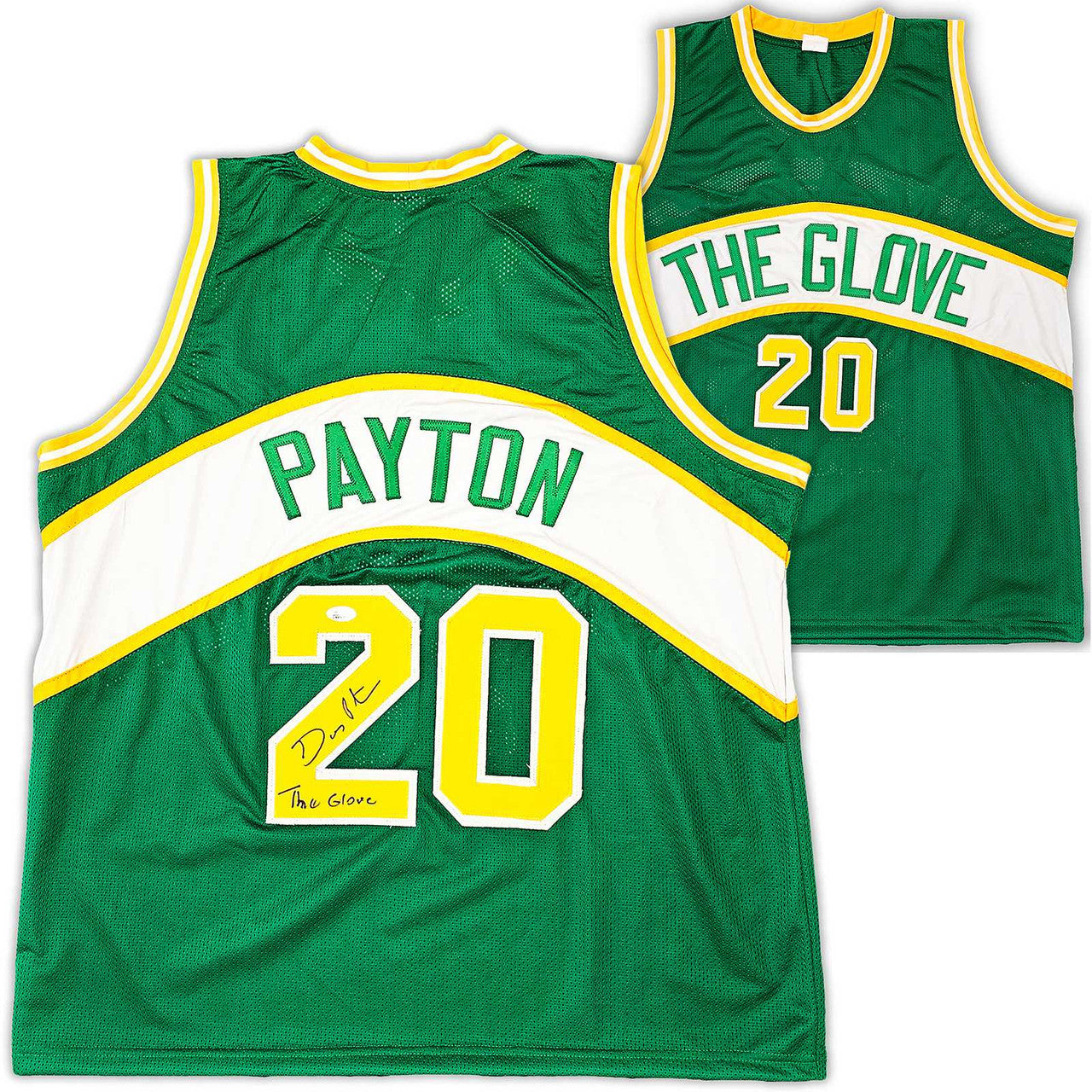 Seattle Supersonics Gary Payton Autographed Green Jersey "The Glove" JSA