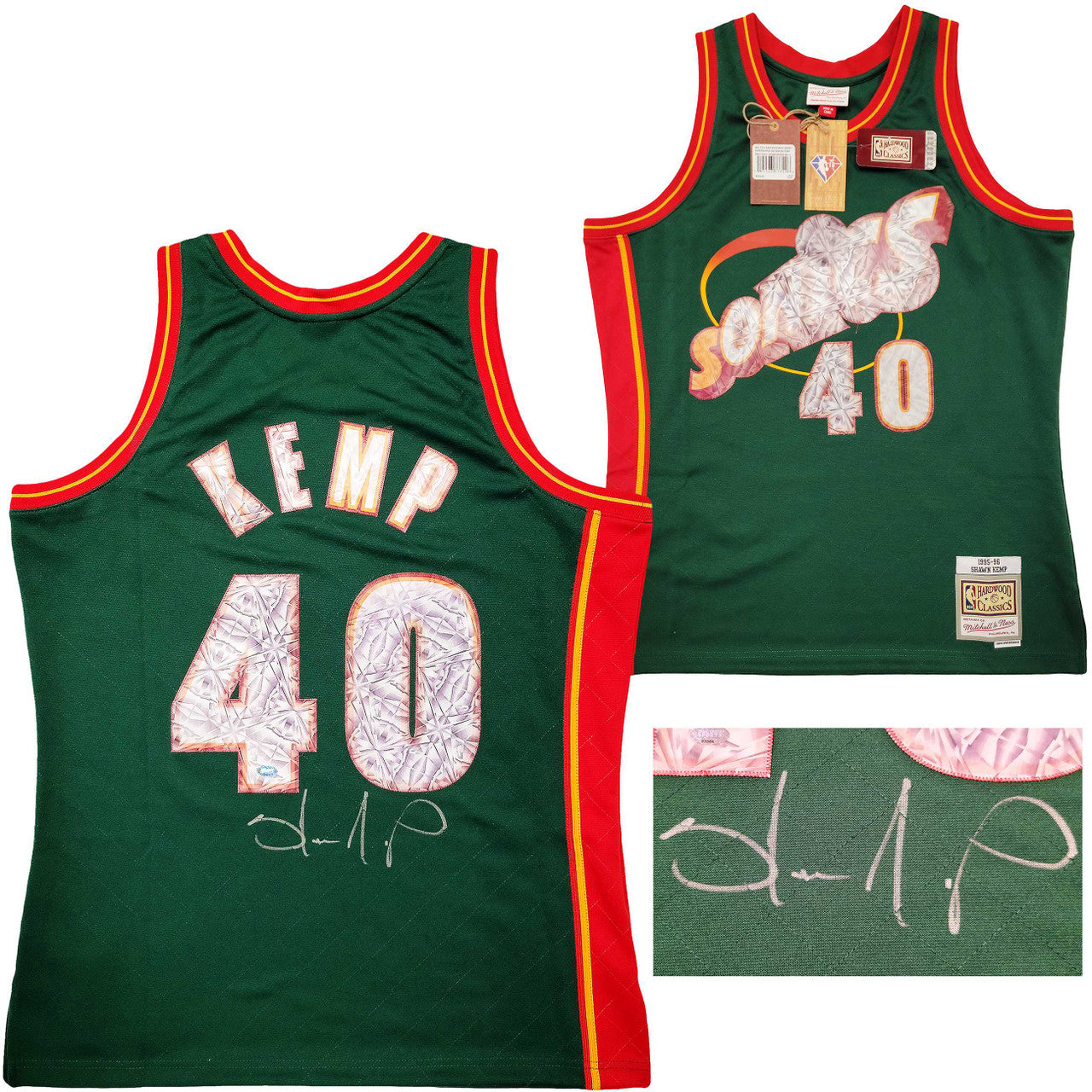 Shawn Kemp Signed Seattle SuperSonics Green Mitchell & Ness HWC Swingman Jersey NBA Top 75 Size L – MCS Holo
