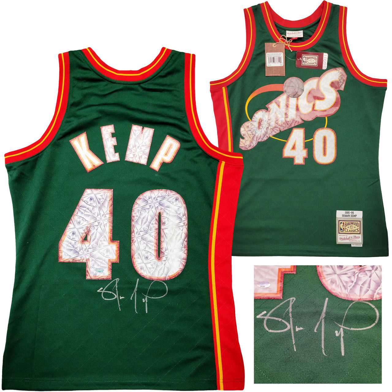 Shawn Kemp Signed Seattle SuperSonics Green Mitchell & Ness HWC Swingman Jersey NBA Top 75 – MCS Holo