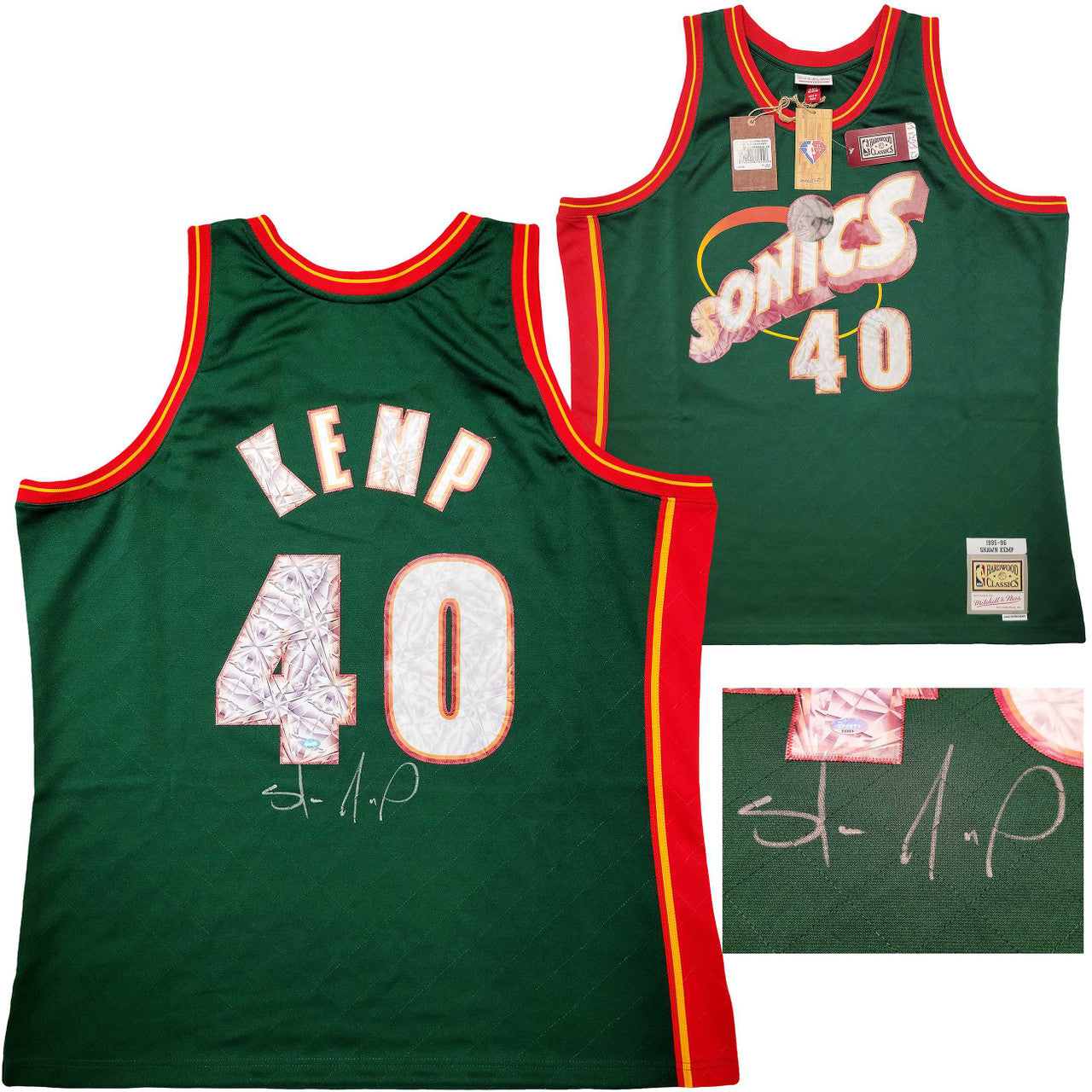 Shawn Kemp Signed Seattle SuperSonics Green Mitchell & Ness HWC Swingman Jersey NBA Top 75 Size XXL – MCS Holo