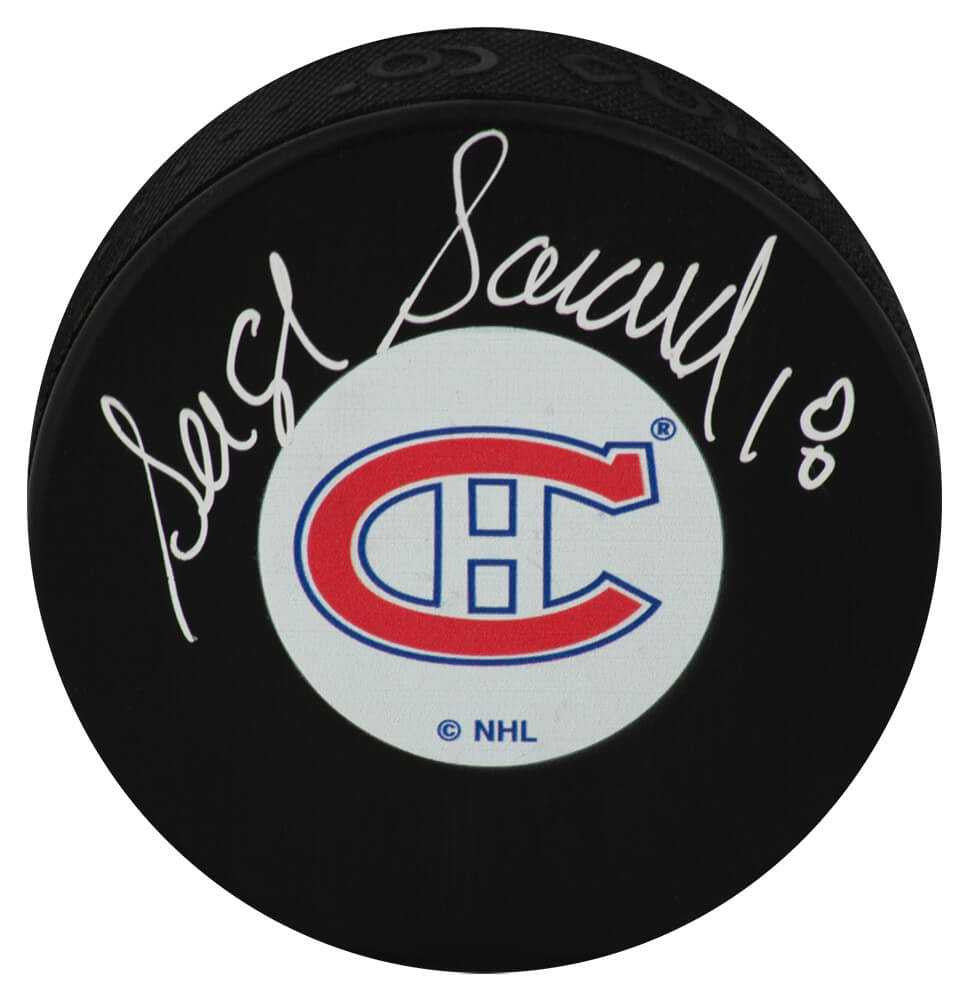 Serge Savard Autographed Montreal Canadiens Medium Logo Hockey Puck