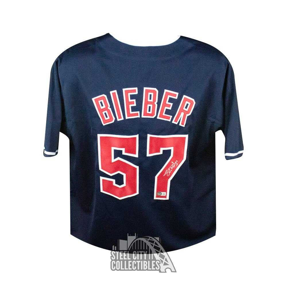 Shane Bieber Autographed Cleveland Indians Custom Baseball Jersey - BAS